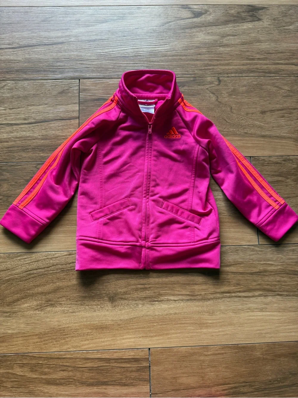 Adidas Toddler 2 Piece Tracksuit Set Pink Orange 18M Three Stripe Jacket Pants